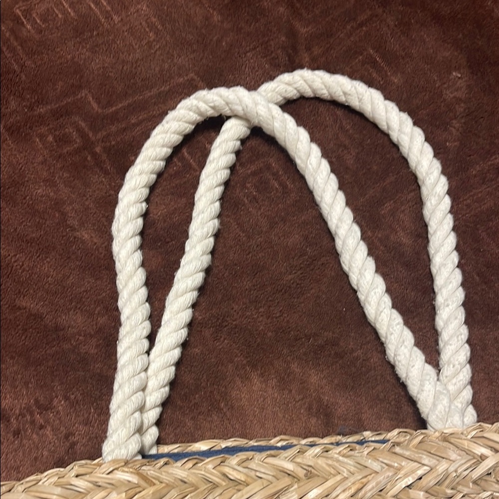 Nautical Straw Tote with Anchor Design - Picture 3 of 7